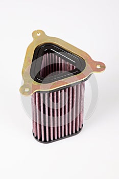 Car and motorcycle engine air intake filter stage 2 on white background