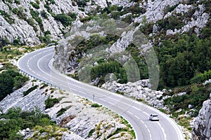 A car on the mountain road