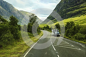 Car on a mountain road in Scotland,UK