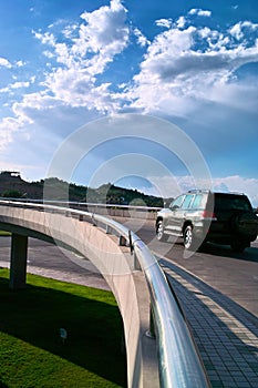 Car moving on the elevated road