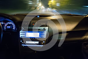 car moving on highway at night