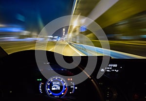 car moving on highway at night