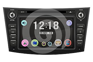 car multimedia with touchscreen vector illustration