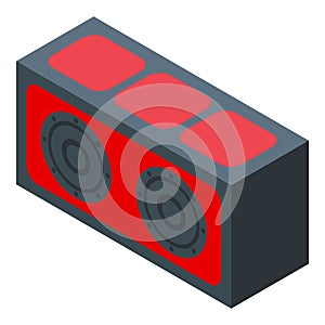 Car music speakers box icon isometric vector. Console system