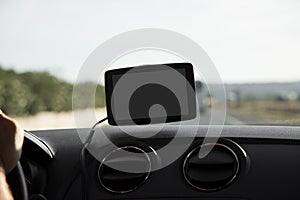 In the car with navigation