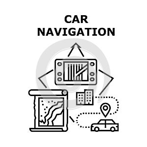 Car Navigation Device Concept Color Illustration