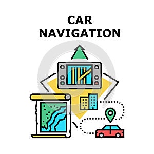 Car Navigation Device Concept Color Illustration