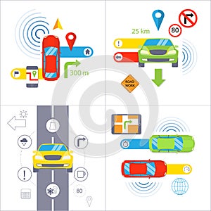 Car navigation. GPS navigation concept