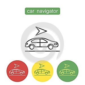 Car navigation outline icons set