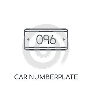 car numberplate linear icon. Modern outline car numberplate logo