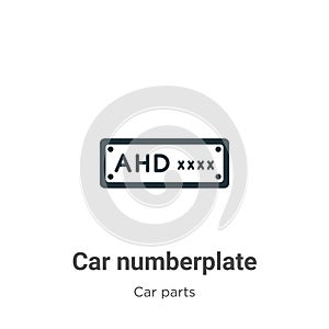 Car numberplate vector icon on white background. Flat vector car numberplate icon symbol sign from modern car parts collection for