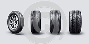 car object tyre background wheel auto isolated rubber black automobile tire. Generative AI.