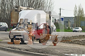 Car with objects for sale