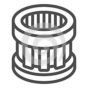 Car oil filter line icon. Automotive air filter vector illustration isolated on white. Auto part outline style design
