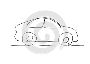 Car One line drawing on white background