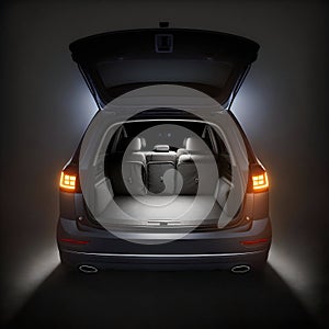 Car open empty trunk. Generative AI