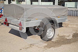 Car open trailer.A store that sells car trailers. Repair and maintenance of trailers for passenger cars