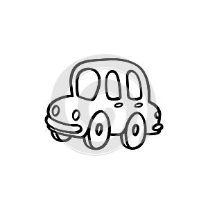 Car outline cartoon style illustration on white background