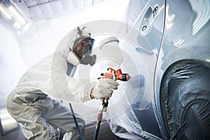 Car painting in chamber. automobile repair