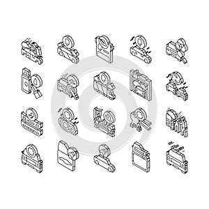 Car Painting Service Collection isometric icons set vector
