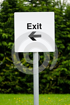 Car park exit directional sign