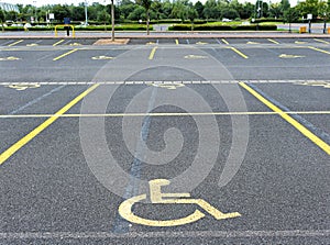 car park with parking places reserved for people with disability