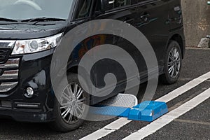 A car park with slippage protection from steep slopes in Japan