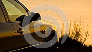 Car parked at the beach