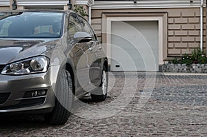 Car parked near garage