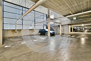 a car parked in a parking garage