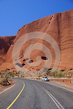 Car Parked on Road to Uluru