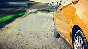 Car parked on the roadside.