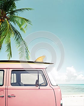 Car parked on the tropical beach