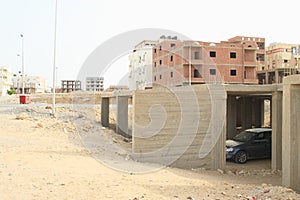 Car parked in unfinished garages in Marsa Alam