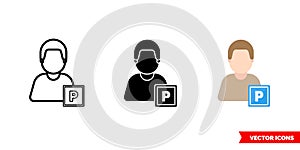 Car parker icon of 3 types color, black and white, outline. Isolated vector sign symbol