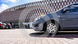 Car parking. Empty road asphalt background. Car lot parking space in underground city garage. Urban, Rough Under