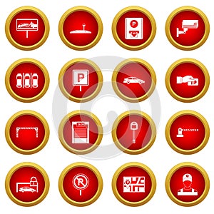Car parking icon red circle set