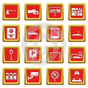 Car parking icons set red