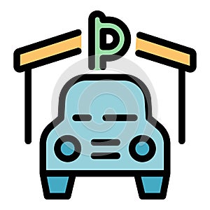 Car parking lot icon vector flat