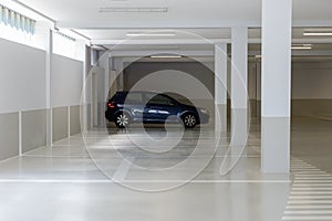 Car in the parking lot in the underground parking