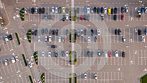 Car parking lot viewed from above, Aerial view