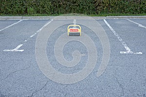 Car parking lot with white mark