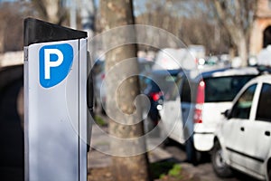 Car parking meter. Metered Rome, Italy.