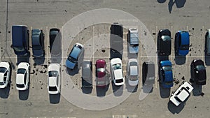 car parking near the shopping center. aerial shooting