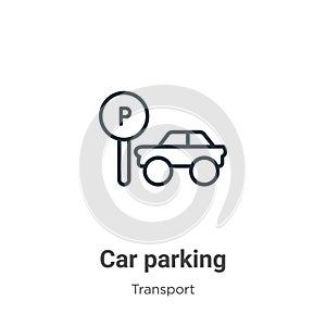 Car parking outline vector icon. Thin line black car parking icon, flat vector simple element illustration from editable transport