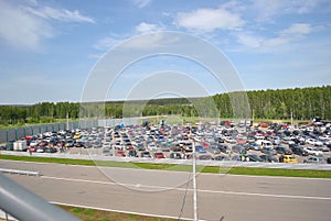 Car parking in races. Sportscar tuning Competitions on tuned cars in drift rds photo