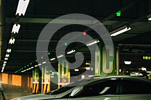 Car parking with sensors and electronic information displays.