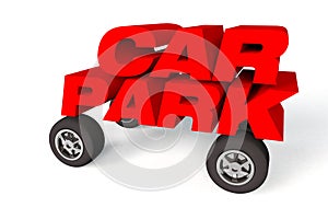 Car parking sign or logo on wheels