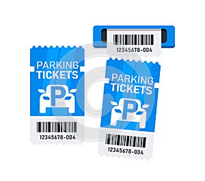 Car Parking ticket, receipt template. Paper receipt from ticket machine slot. Parking zone. Payment station. Vector