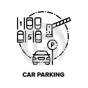 Car Parking Vector Concept Black Illustration
